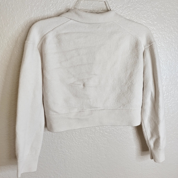 Wilfred free crop merino wool polo v neck sweater sz M - Picture 6 of 10